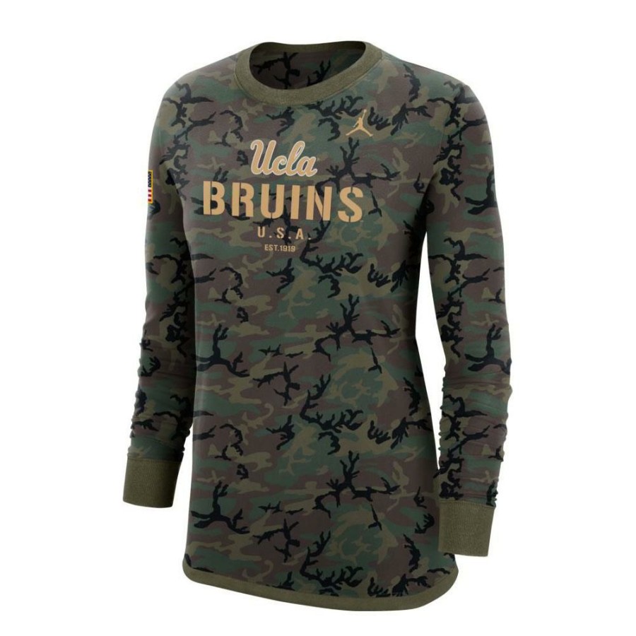 Women * | Ucla Women'S Camo Long Sleeve Crewneck Tee Bestsellers Olive