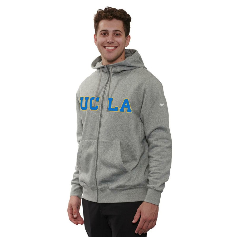 Men * | Ucla Block Club Fleece Full Zip Hooded Sweatshirt Excellent