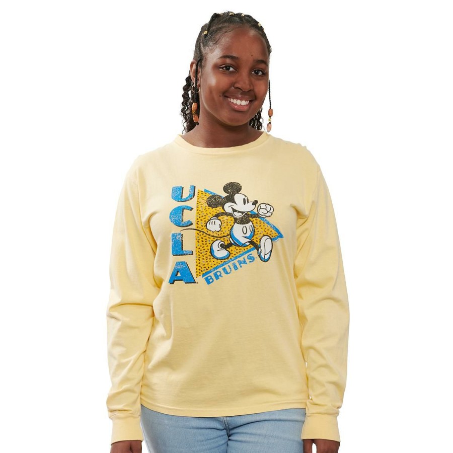 Men * | Ucla "Popped Out" Mickey Long Sleeve T-Shirt Shop Yellow