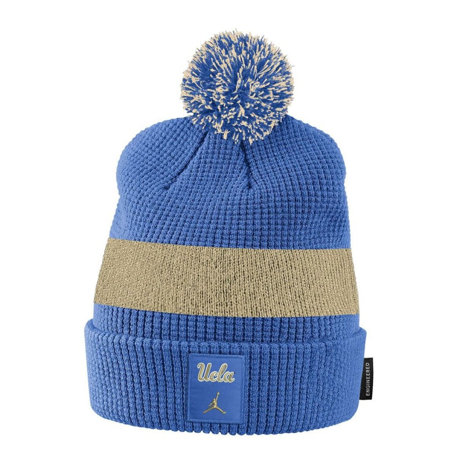 Hats * | Ucla Script And Jumpman Pom Beanie Exquisite Gifts Ucla Blue