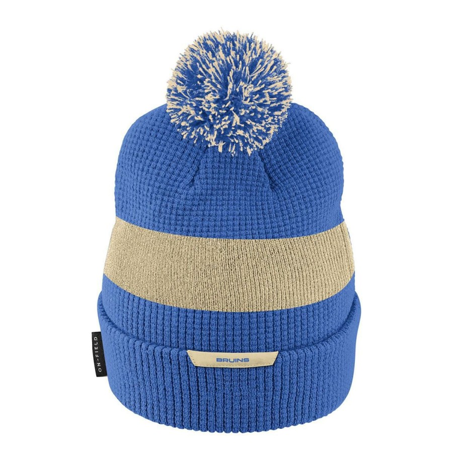 Hats * | Ucla Script And Jumpman Pom Beanie Exquisite Gifts Ucla Blue