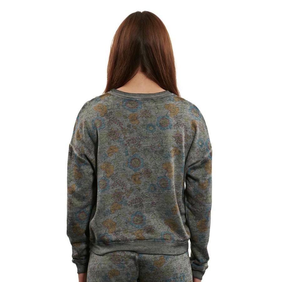 Women * | Ucla Floral Burnout Crewneck Sweatshirt Quick Delivery Black