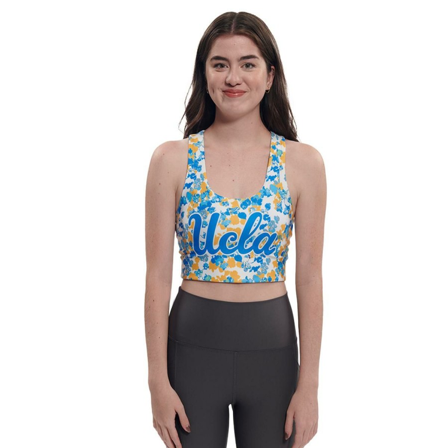 Women * | Ucla Women'S Script Tropical Reversible Sports Bra Official White