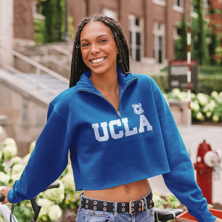 Women * | Ucla Women'S Retro Joe 1/4 Zip Crop Exclusive Design Ucla Blue