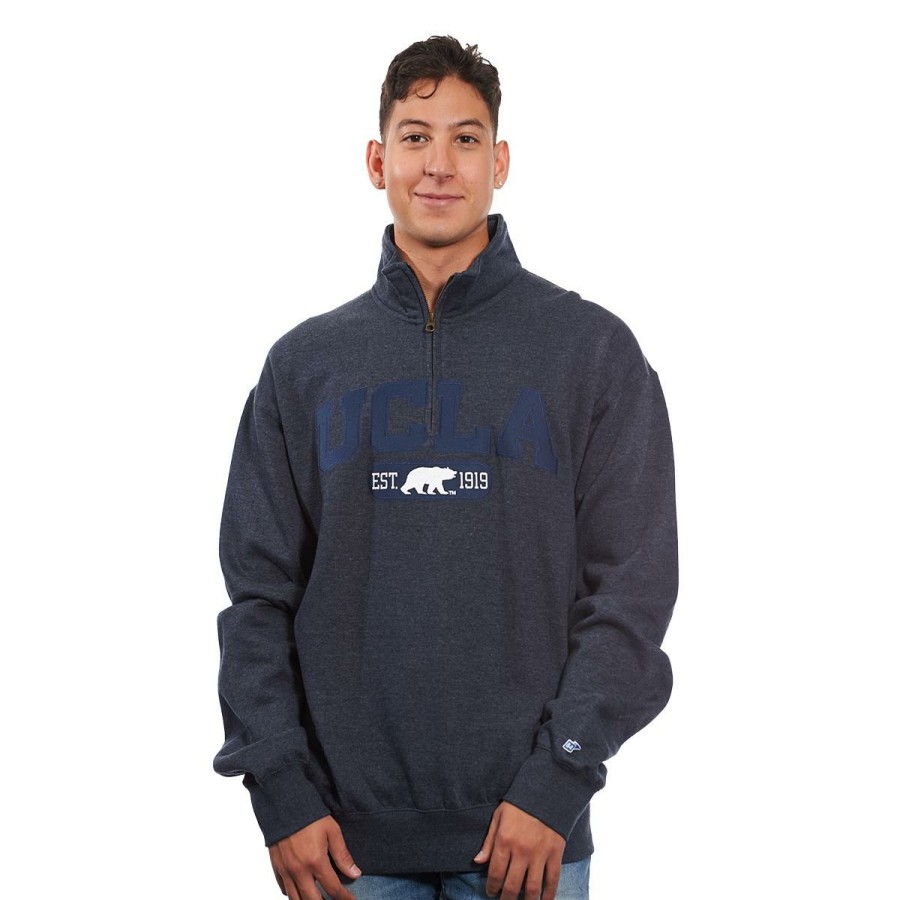 Men * | Ucla Bear 1/4 Zip Sweatshirt Official Heather/Nav