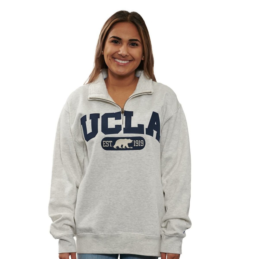 Men * | Ucla Bear 1/4 Zip Sweatshirt Official Heather/Nav