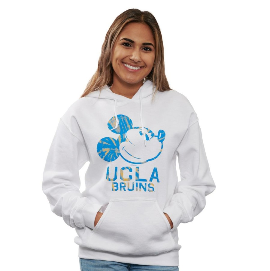 Men * | Ucla Tyed Mickey Hooded Sweatshirt Classical White