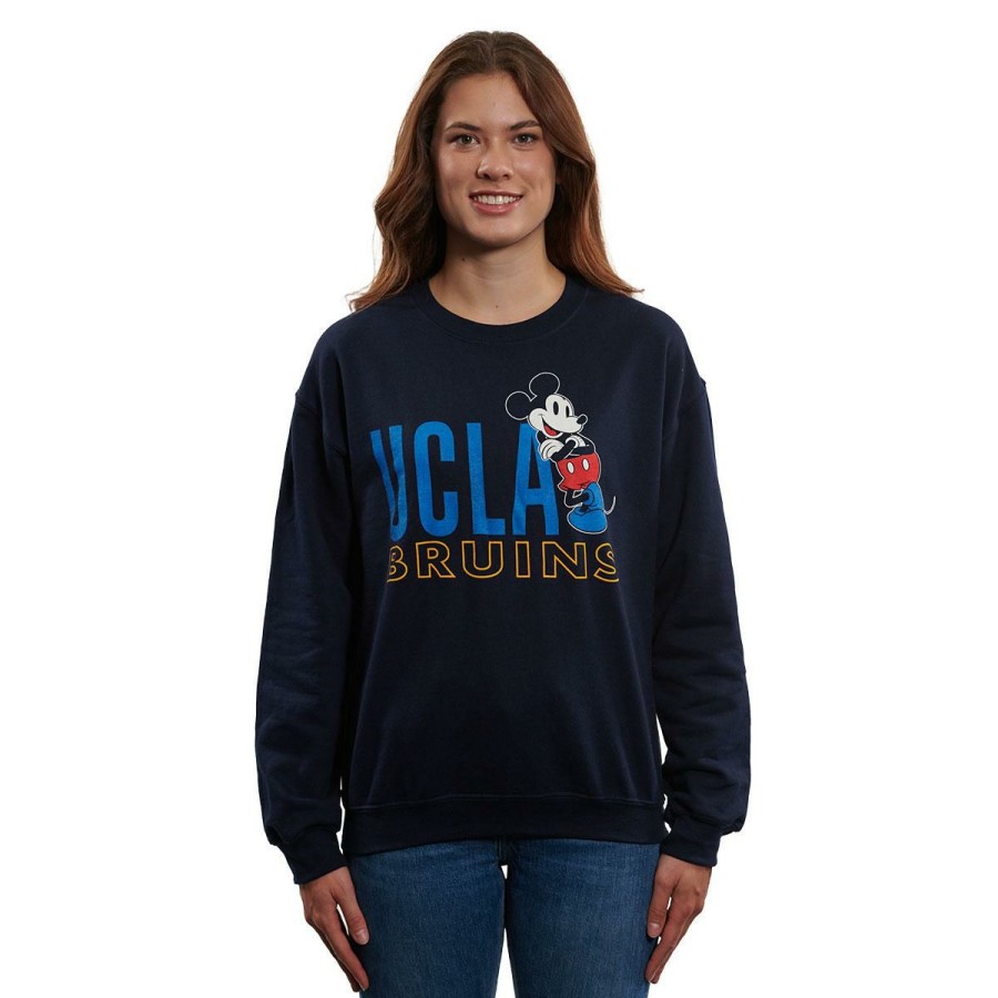 Men * | Ucla X Disney Leaning Mickey Crewneck Sweatshirt Bestsellers Navy