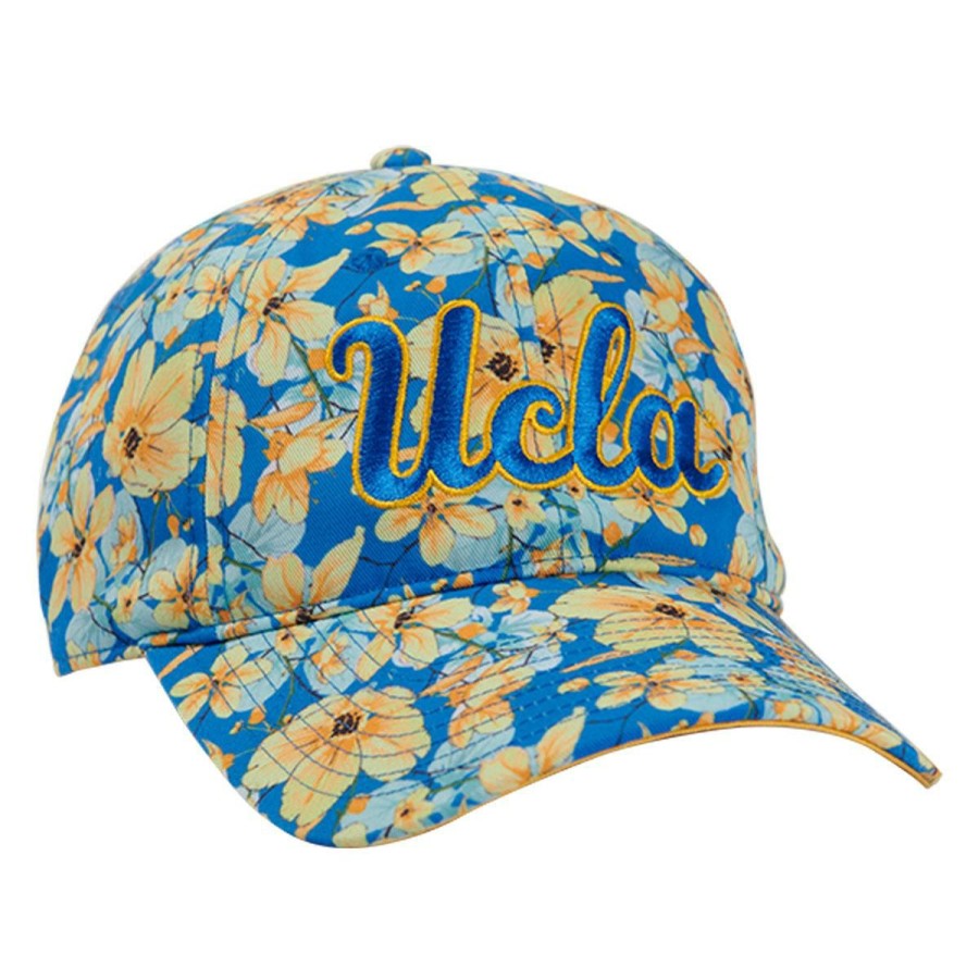 Hats * | Ucla Women'S Script Floral Cap Best Sale Blue