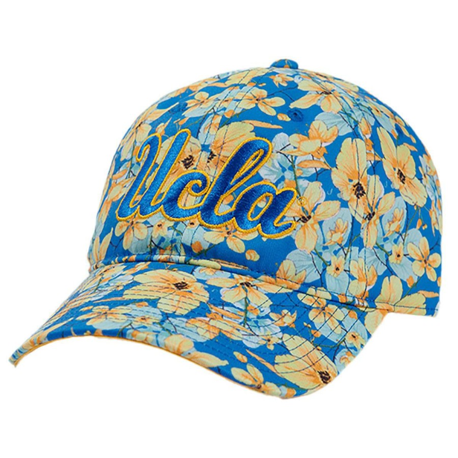 Hats * | Ucla Women'S Script Floral Cap Best Sale Blue