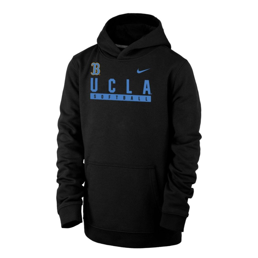 Kids * | Ucla Youth Softball Hooded Sweatshirt Special Black