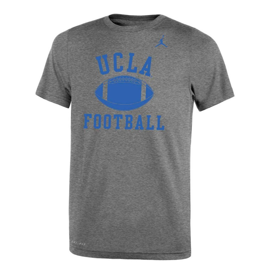 Kids * | Ucla Youth Arch Over Football Tee Quick Delivery Graphite