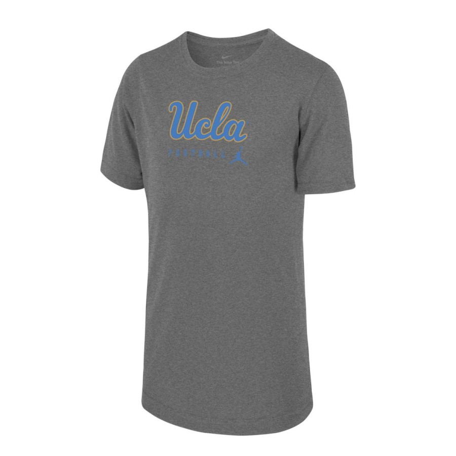 Kids * | Ucla Youth Jumpman Script Football Tee Best Sale Lt. Gray