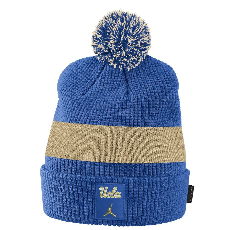 Hats * | Ucla Youth Script And Jumpman Pom Beanie Official Ucla Blue