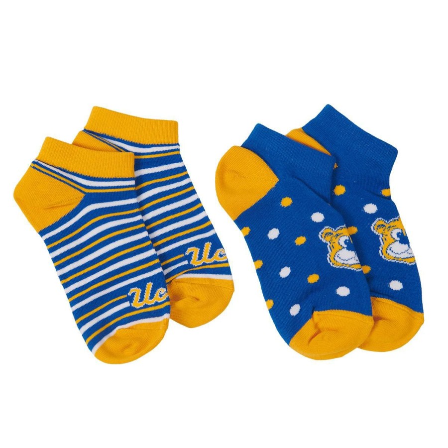 Accessories * | Ucla 2 Pack Stripes And Dots Socks Classical Blue/Gold