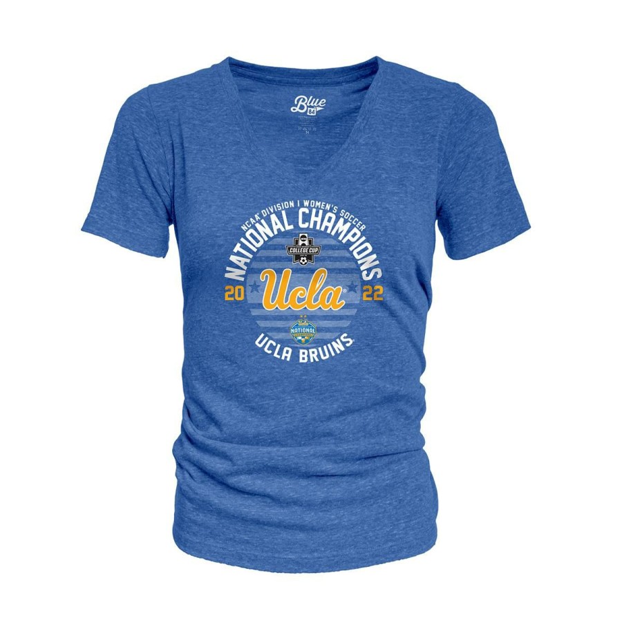 Women * | Ucla 2022 Women'S Soccer National Champions V-Neck Tee Shop Ucla Blue