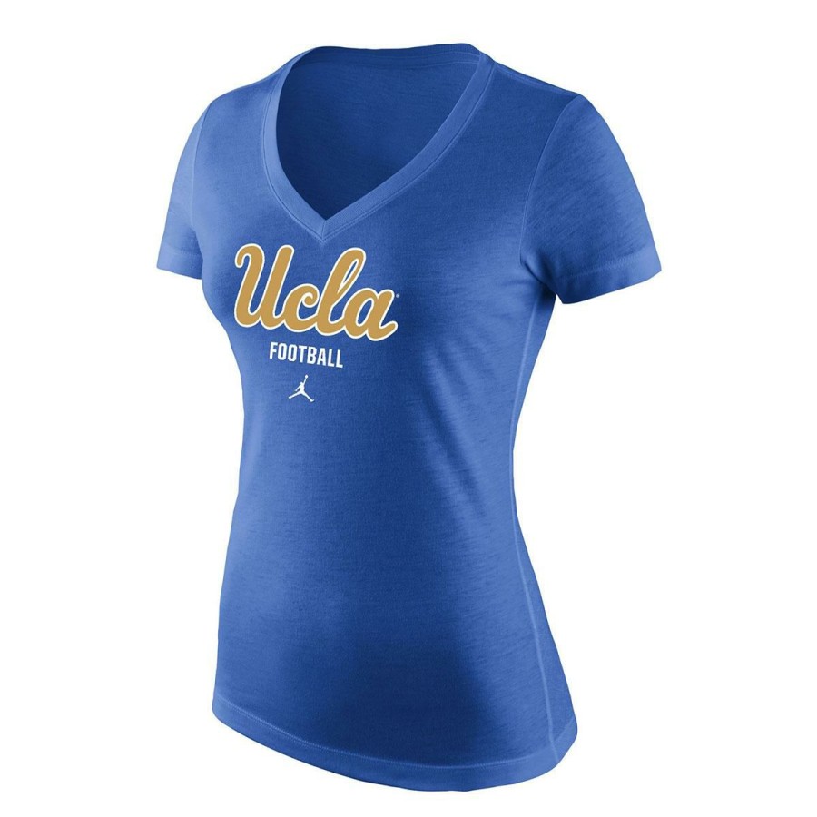 Women * | Ucla Women'S Jumpman Football V-Neck Tee Shop Ucla Blue