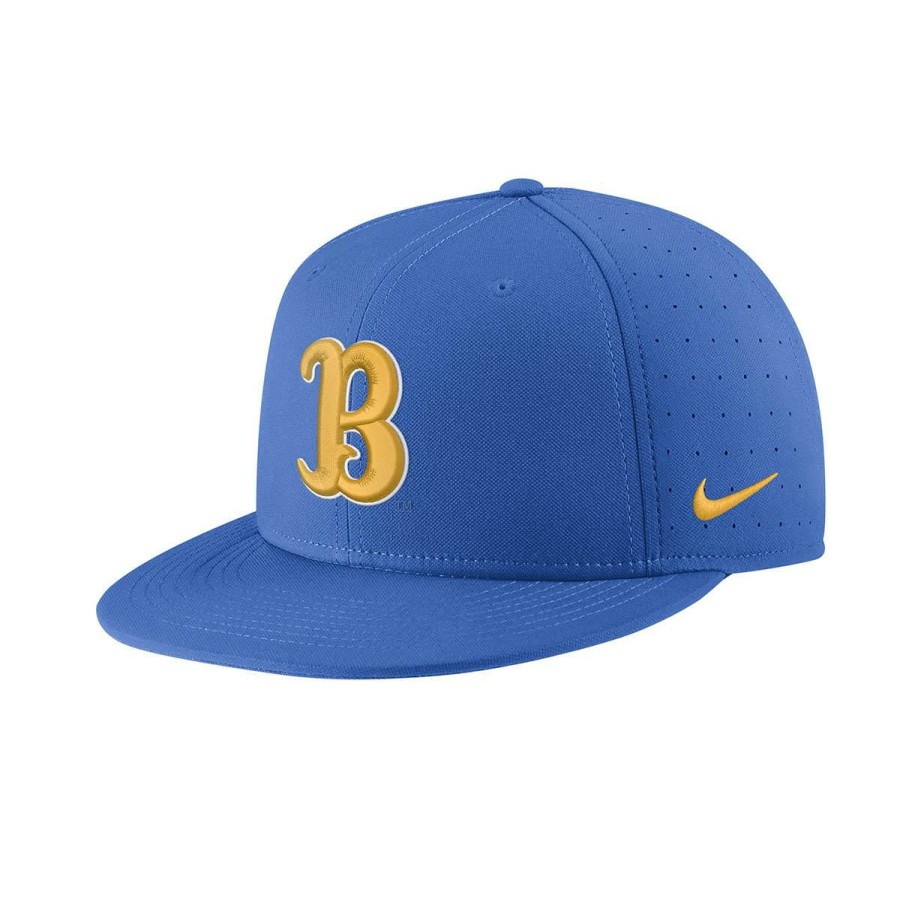 Hats * | Ucla B & Script Fitted Cap Cheap Ucla Blue