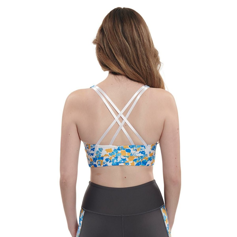 Women * | Ucla Women'S Script Strappy Tropical Sports Bra Exclusive Design White