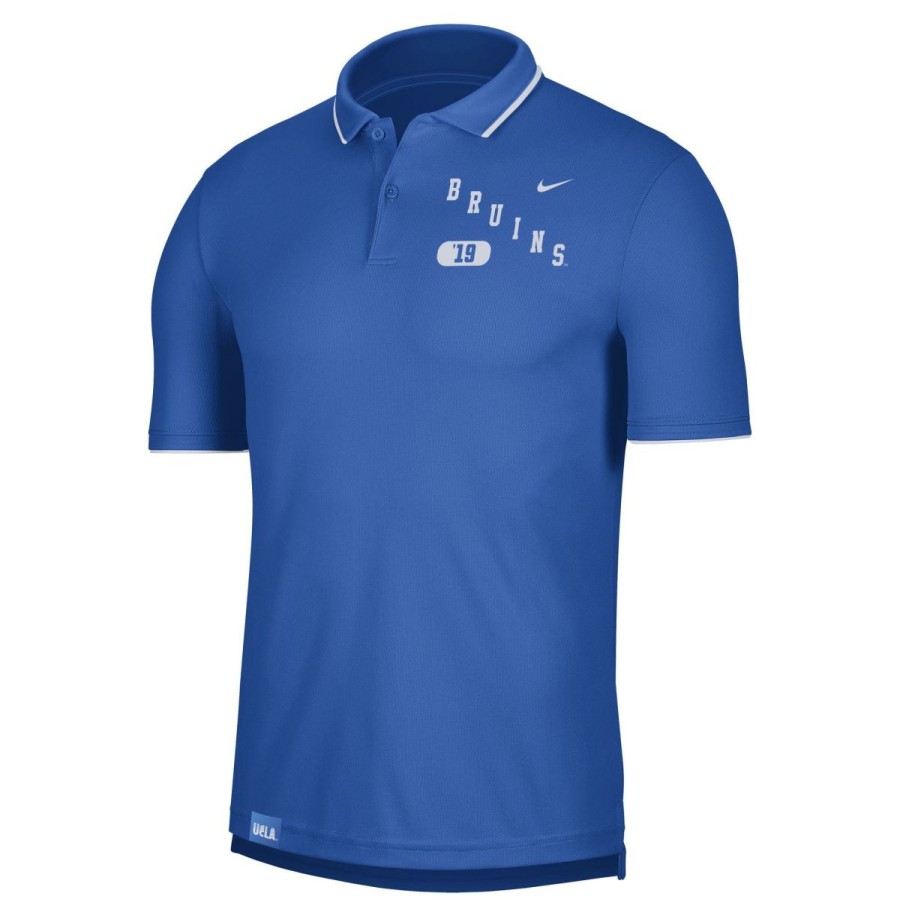 Men * | Ucla Performance Uv Embroidered Polo Classical Ucla Blue