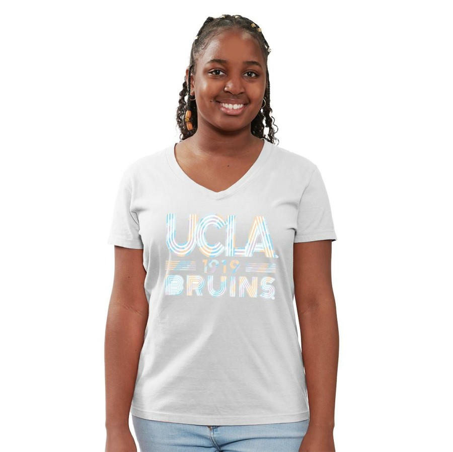 Women * | Ucla Women'S Multi-Toned Letters V-Neck Tee Flash Sale