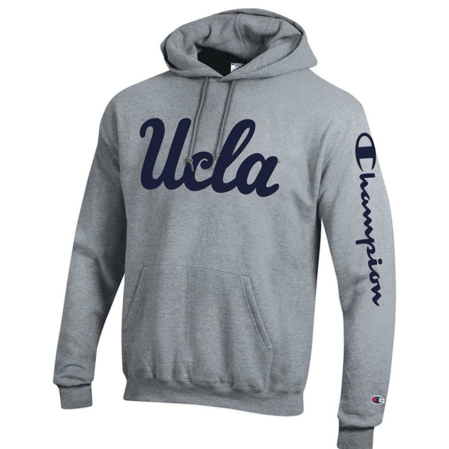 Men * | Ucla/Champion Sleeve Script Hooded Sweatshirt Excellent