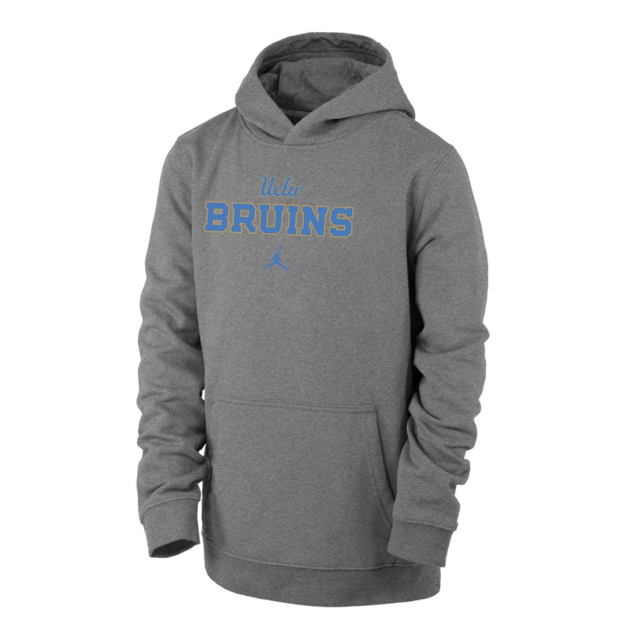 Kids * | Ucla Youth Bruins Jumpman Hooded Sweatshirt Excellent Lt. Gray