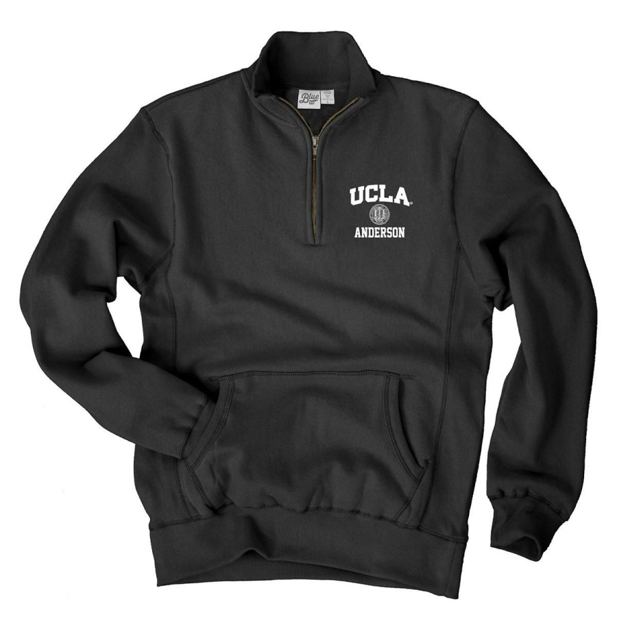 Men * | Ucla Anderson And Seal 1/4 Zip Sweatshirt Flash Sale Blue