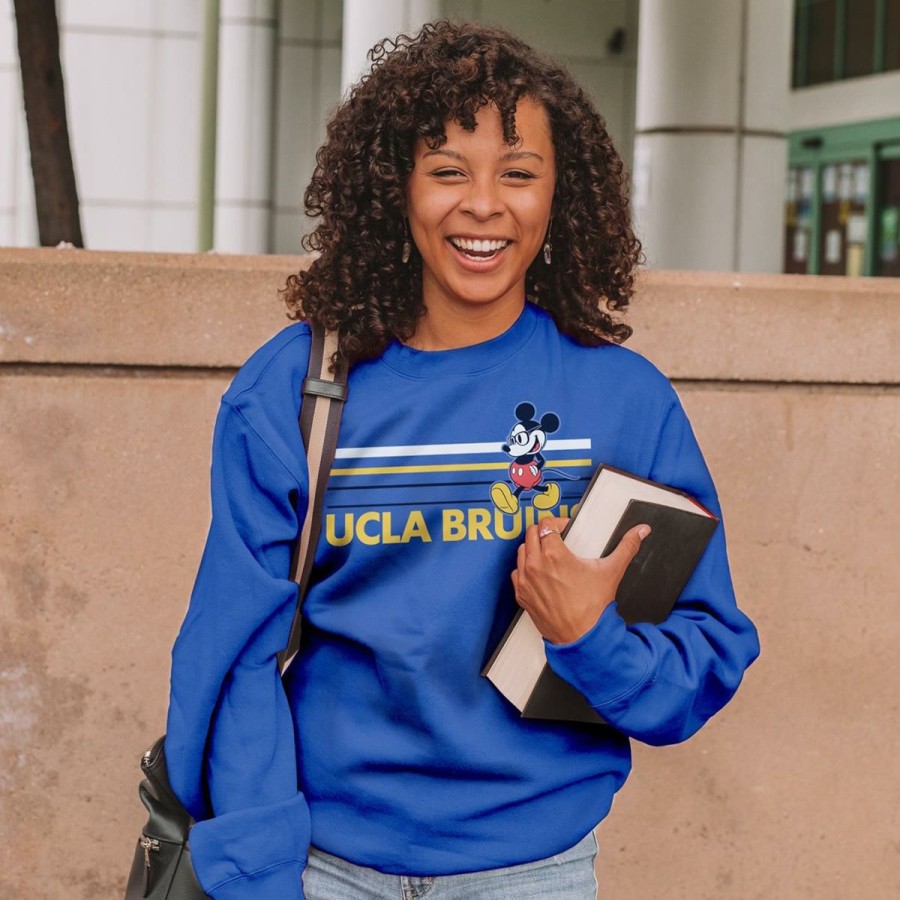 Men * | Ucla Studious Mickey Crewneck Sweatshirt Cheap Online Royal