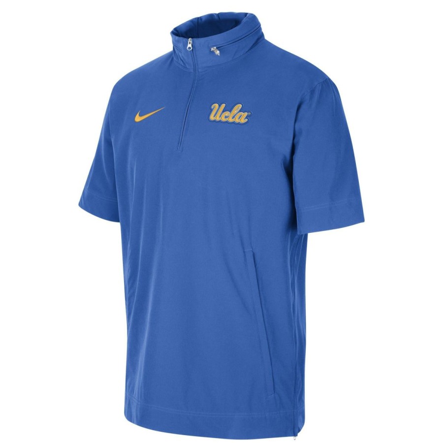 Men * | Ucla Short Sleeve Woven Coach Jacket Official Ucla Blue