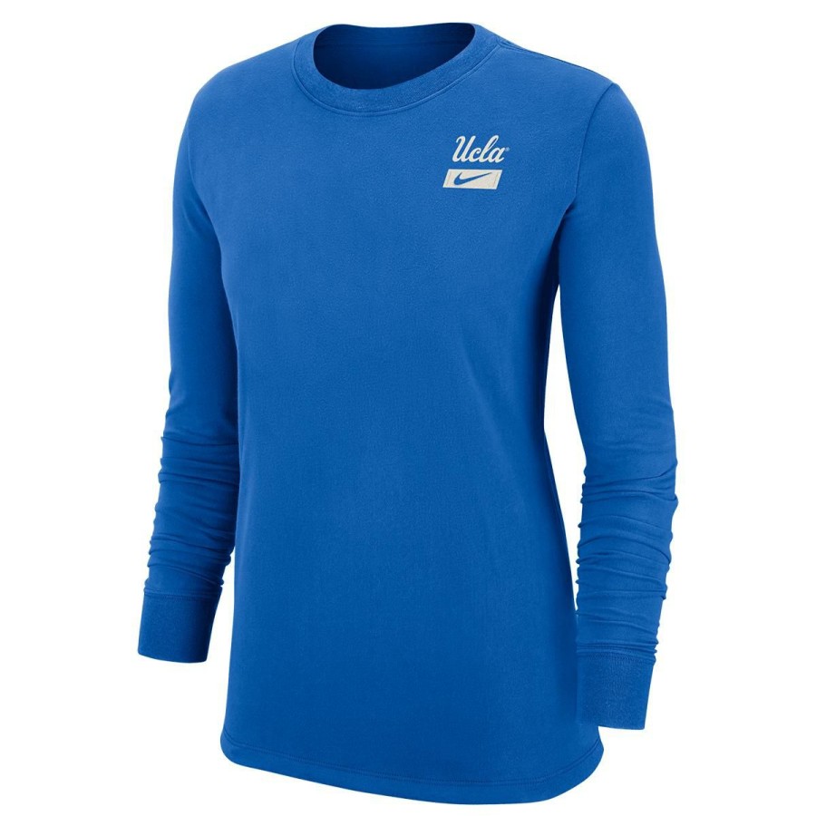 Women * | Ucla Women'S Script Over Swoosh Long Sleeve Tee Best Sale Ucla Blue