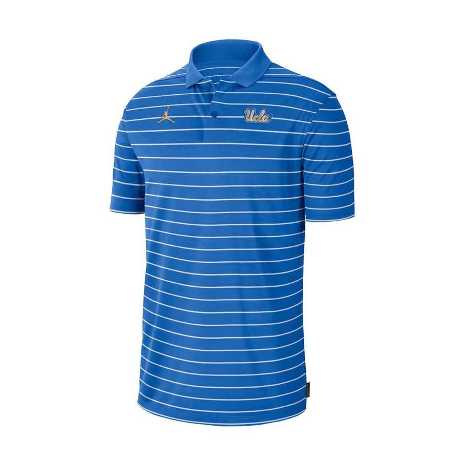 Men * | Ucla Jumpman Embroidered Striped Polo Bestsellers Ucla Blue